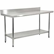Prepline PWTG-3072-4BS 30"D x 72"L Stainless Steel Worktable with Undershelf with 4" Backsplash