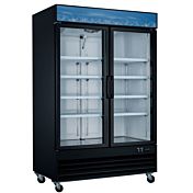 Coldline G53-B 53" Double Glass Swing Door Merchandiser Refrigerator with LED Lighting - Black