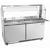 Coldline CBT-60-SG 60" Stainless Steel Refrigerated Salad Bar, Buffet Table with Sneeze Guard, Tray Slide and Pan Cover