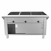 Prepline 48" Three Pan Sealed Well Electric Hot Food Steam Table with Enclosed Base and Sliding Doors - 120V, 1500W