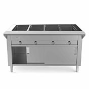 Prepline 60" Four Well Gas Hot Food Steam Table with Enclosed Base and Sliding Doors