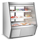 Coldline HDL48-F 48" Refrigerated Slanted Glass Seafood Case with Built-in Drain and Rear Storage