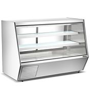 Coldline HDL84-F 84" Refrigerated Slanted Glass Seafood Case with Built-in Drain and Rear Storage
