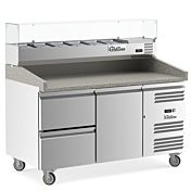Coldline PDR-60-2D-SG 60" Refrigerated Pizza Prep with Marble Top, Two Drawers and Refrigerated Glass Topping Rail