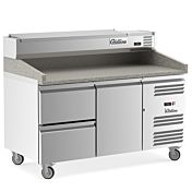 Coldline PDR-60-2D-SS 60" Refrigerated Pizza Prep with Marble Top, Two Drawers and Refrigerated Stainless Topping Rail