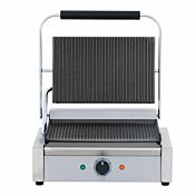 Cookline PG-1 Commercial Panini Press with Grooved Top and Bottom, 120V