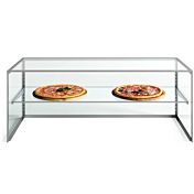 Custom Glass PSG60 60" Pizza Style Glass Sneeze Guard Framed Display Case Square End with 16" Shelf for Pizza Counters, Salad bars, or Steam Tables