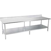 Prepline PWTG-2496-4BS 24"D x 96"L Stainless Steel Worktable with Undershelf with 4" Backsplash
