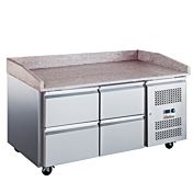 Coldline PDR-60-4D 60" Refrigerated Pizza Prep with Marble Top and Four Drawers
