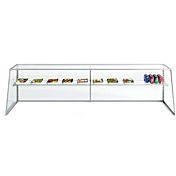 Custom Glass SG60 60" Standard Glass Sneeze Guard Framed Display Case Tapered / Slanted End with Shelf for Counters, Salad Bars, or Steam Tables