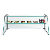 Custom Glass SGX60 60" Frameless Glass Sneeze Guard with Stainless Steel Tubing for Counter, Salad Bars, or Steam Tables