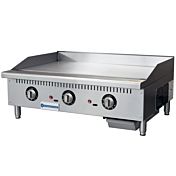 Standard Range SR-G36-T 36" Commercial Countertop 3 Burner Gas Griddle with Thermostatic Control - 90,000 BTU