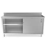 Prepline PCB-1872 18"D x 72"L  Stainless Steel Enclosed Base Work Table with Sliding Doors and 5" Backsplash