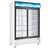 Unity U-GM2S-W 52" Two Sliding Glass Door Merchandiser Refrigerator with LED Lighting, White