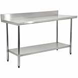 Prepline PWTG-2472-4BS 24"D x 72"L Stainless Steel Worktable with Undershelf with 4" Backsplash