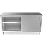 Prepline PC-2472 24"D x 72"L  Stainless Steel Enclosed Base Work Table with Sliding Doors and Adjustable Shelf