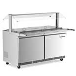 Coldline CBT-60-CSG 60" Stainless Steel Refrigerated Salad Bar, Buffet Table with Sneeze Guard, Tray Slide and Pan Cover