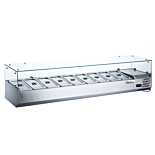 Coldline CTP80SG 80" Refrigerated Countertop Salad Bar, Glass Topping Rail, 9 Pans