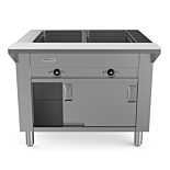 Prepline 32" Two Pan Sealed Well Electric Hot Food Steam Table with Enclosed Base and Sliding Doors - 120V, 1000W