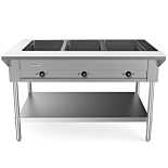 Prepline 48" Three Well Electric Hot Food Steam Table with Undershelf - 120V, 1500W