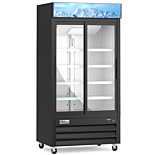 Coldline G40S-B 40" Two Glass Sliding Door Merchandiser Refrigerator with LED Lighting - Black