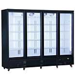 Coldline G4-B 98" Four Glass Door Merchandiser Refrigerator with LED Lighting, Black