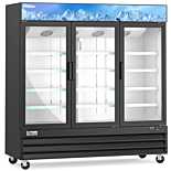 Coldline G80-B 78" Three Glass Door Merchandiser Refrigerator with LED Lighting, Black