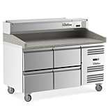 Coldline PDR-60-4D-SS 60" Refrigerated Pizza Prep with Marble Top, Four Drawers and Refrigerated Stainless Topping Rail