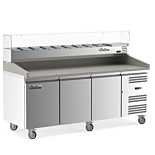 Coldline PDR-80-SG 80" Refrigerated Pizza Prep with Refrigerated Glass Topping Rail