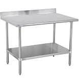 Prepline PWTG-3048-4BS 30"D x 48"L Stainless Steel Worktable with Undershelf with 4" Backsplash