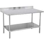 Prepline PWTG-2460-4BS 24"D x 60"L Stainless Steel Worktable with Undershelf with 4" Backsplash