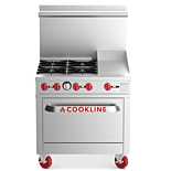Cookline CR36-12G-LP 36" Liquid Propane 4 Burner Range with 12" Right Side Griddle and Standard Oven - 171,000 BTU