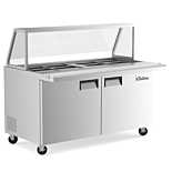 Coldline SMB60-SG 60" Acrylic Glass Mega Top Refrigerated Salad Bar with Cutting Board