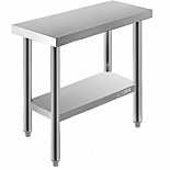 Prepline PWTG-1430 14"D x 30"L Stainless Steel Worktable with Undershelf