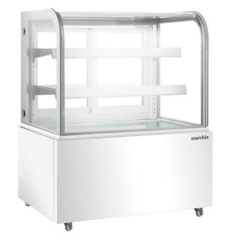 Marchia MB36-W-D 36" Dry Non-Refrigerated Curved Glass Bakery Display Case, White