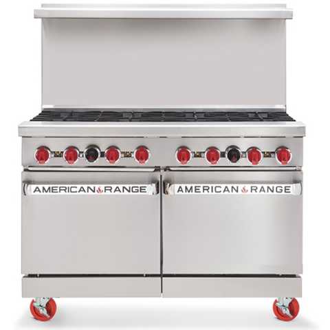 American Range ARGF-8-NG 48" 8 Burner Commercial Natural Gas Range with Green Flame Pilotless Ignition
