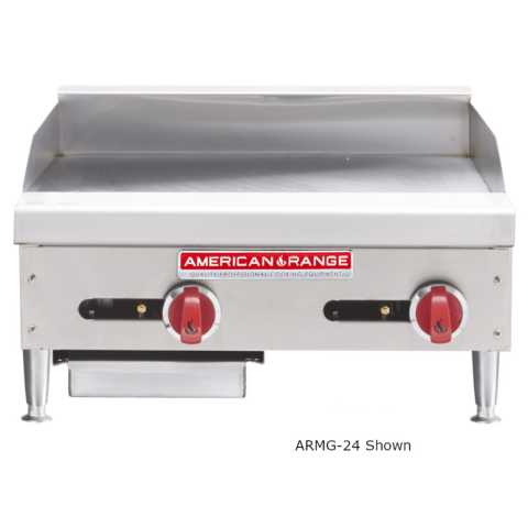 American Range ARMG-48-NG 48" Manual Heavy-Duty Natural Gas Griddle - 1" Griddle Plate - 120,000 BTU