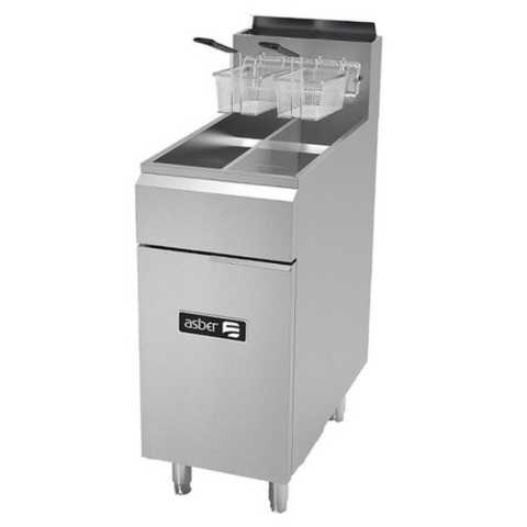 Asber AEF-2525-S 16" 50 lb. Gas Fryer with Stainless Steel Tank - 152,000 BTU