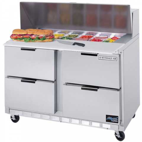 Beverage Air SPED48HC-18M-4 48" Refrigerated Sandwich Prep Table