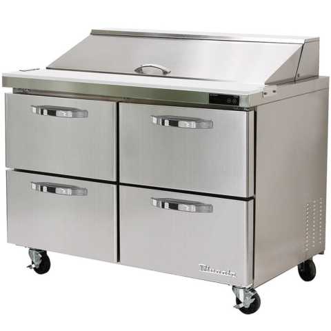 Blue Air BLPT48-D4-HC 48" Refrigerated Sandwich Prep Table with 4 Drawers - 13 Cu. Ft.