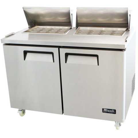 Migali C-SP60-24BT-HC 60" Mega Top Bain Marie Sandwich Prep Refrigerator - 24 Pan