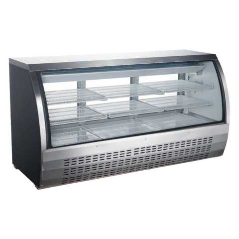 Universal FCI-82-SC 80" Refrigerated Deli Meat Display Case, Curved Glass, Stainless Steel