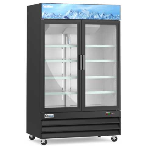 Coldline D53-B 53" Two Glass Door Merchandiser Freezer with LED Lighting, Black