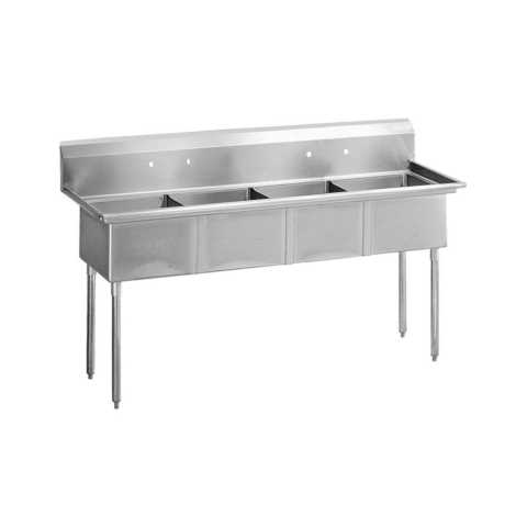 L&J LJ2424-4 101" 4 Compartment Sink with 24" x 24" Bowls with No Drainboard