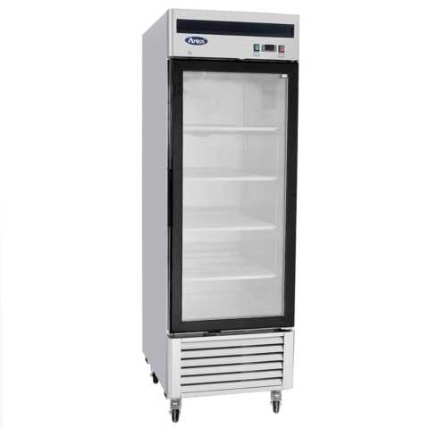Atosa MCF8701GR 27" One Section 1 Hinged Glass Door Stainless Steel Reach-In Merchandiser Freezer - 19 Cu. Ft.