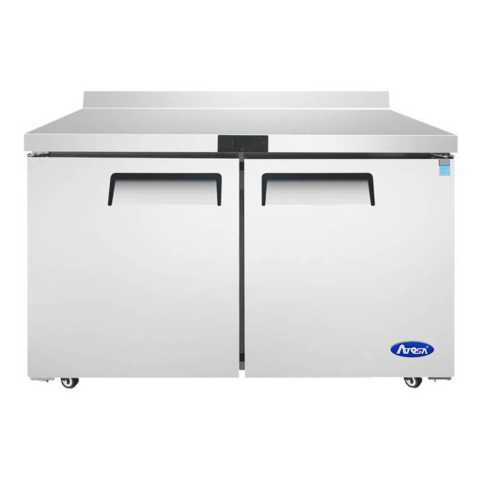 Atosa MGF8409GR 48" Two Section 2 Hinged Door Worktop Refrigerator with Backsplash - 13 Cu. Ft