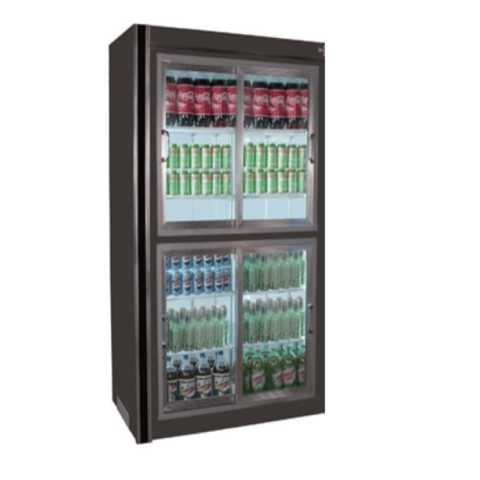 Universal RW-38-R 38" Stainless Steel Four Sliding Glass Door Merchandiser Refrigerator, Remote