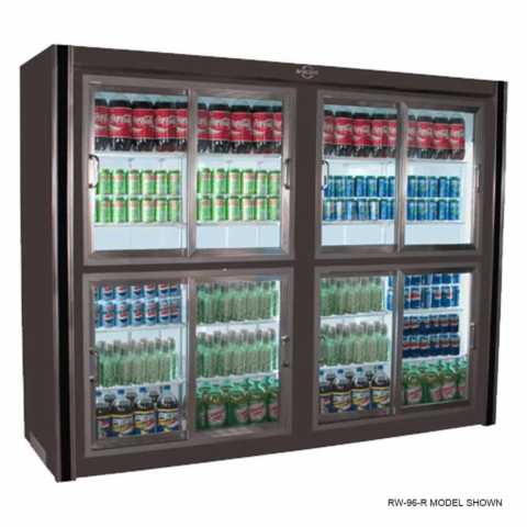 Universal RW-96-R 96" Stainless Steel Eight Sliding Glass Door Merchandiser Refrigerator, Remote