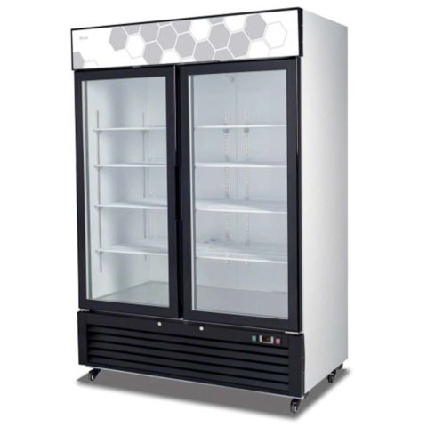 Migali C-49FM-HCE 49" Double Glass Swing Door Merchandiser Freezer - 49 Cu. Ft.