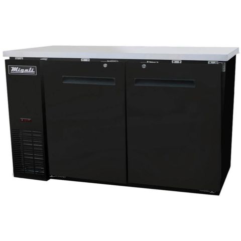 Migali C-BB60 60" Solid Swing Door Back Bar Cooler, Stainless Steel Top